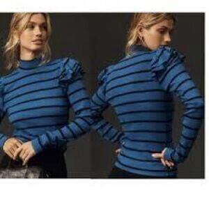 T.La Anthropologie Charcoal Ribbed Knit Top